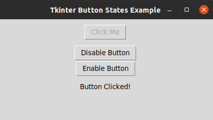 Tkinter Disabled Button example